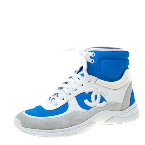 chanel lace up leather high top sneakers|designer Chanel sneakers.